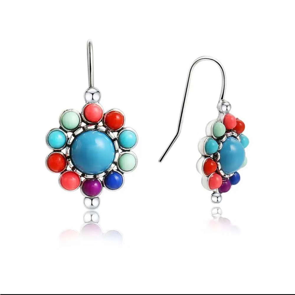 Multicolor Gemstone Silver Earrings - image 6